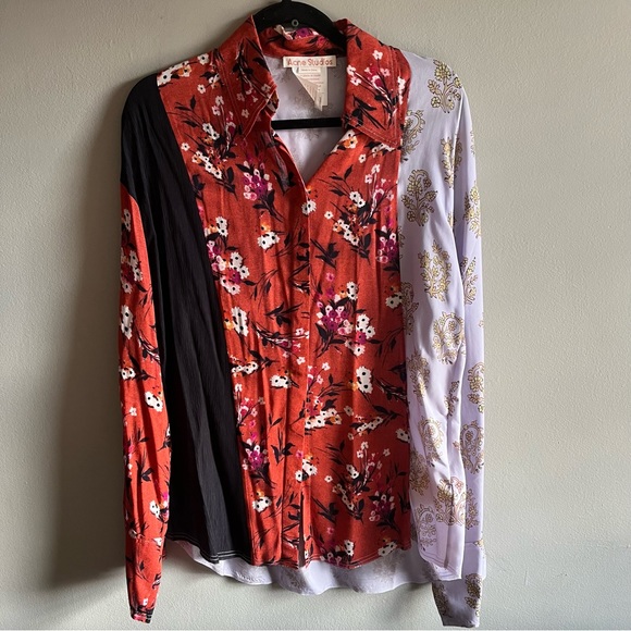 ACNE STUDIOS FLUID MIXED PRINT BLOUSE - Picture 1 of 4